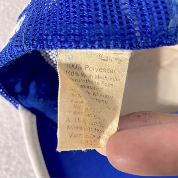 Vintage Blue White Consolidated Parts Mesh Back Snap Back Trucker Hat - Picture 6 of 10